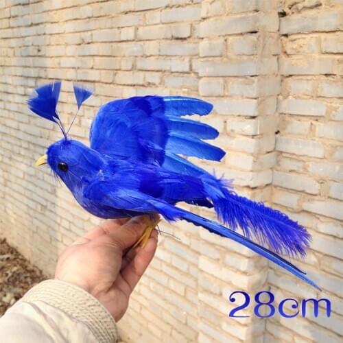 Blue simulation wings bird model foam & furs cute bird doll gift about 28cm 0702