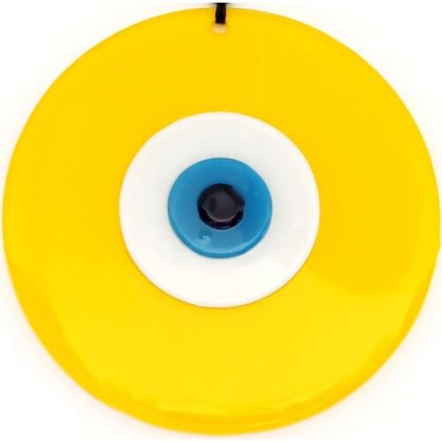 Handmade Glass Wall Ornament With Yellow Color 20 Centimeter Evil Eye Beads