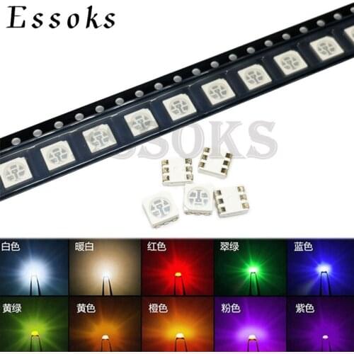 100pcs 5050 SMD LED Diodes Ice Blue Yellow Warm Cool White Green Red Orange Purple UV RGB Pink High Light Emitting Diode