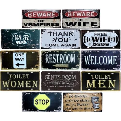 Plaque Metal Vintage Pub WIFI Sign OPEN Wall Plates Toilet Signs Bar Club Decorative Home Decor 15x30cm
