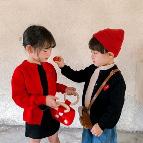 MILANCEL 2021 Autumn Kids Clothes Girls Cardigans Casual Boys Sweater Love Knitting Coat Korean Children Outwear