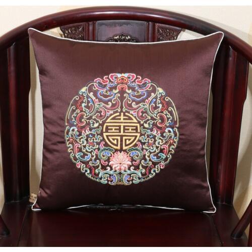 Embroidery Dragon Chinese Christmas Pillow Covers Decorative Silk Cover Cushion Pillow Luxury Sofa Chair Square Cushion Cover