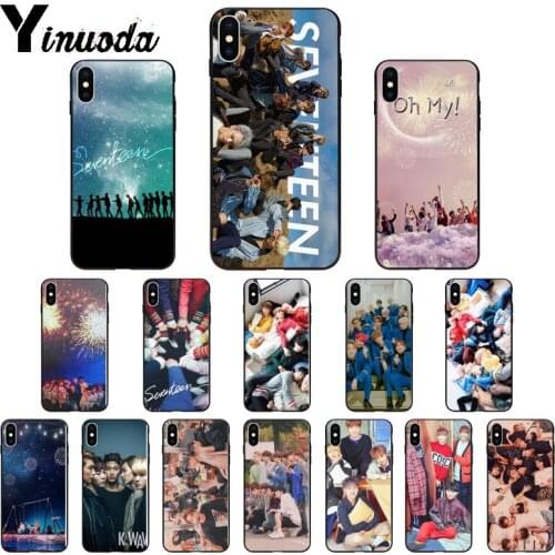 Yinuoda Boy Group Kpop Seventeen Silicone Soft TPU black Phone Case for iPhone X XS MAX 6 6s 7 7plus 8 8Plus 5 5S SE XR