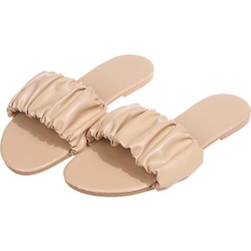 Ladies Summer European And American Style Leisure Beach Lazy Flat Bottom Small Fragrance Style Fashion Fold Sandals And Slippers