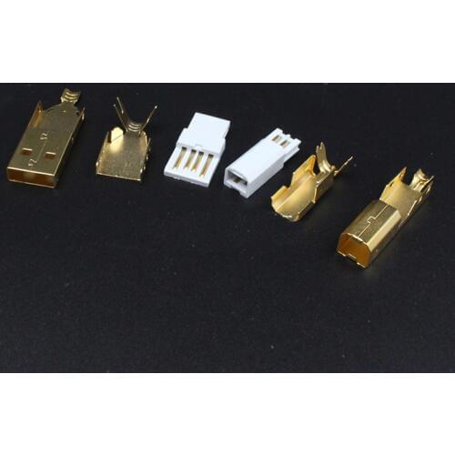1set USB Type B Standard Port Female Solder Jacks Connector PCB Socket USB-B type Gold plated USB plug HIFI USB plug