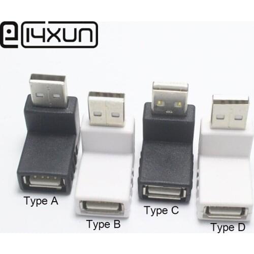1pcs USB 2.0 Type A Male Plug to Female jack Adapter Connector Up or down Type Right Angle Extension cord Converter White Black