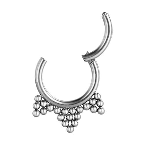 10pcs 16G Surgical Steel Nose Clicker Hoop Ear Helix Cartilage Septum Balls Seamless Hinged Rings Body Piercing Jewelry