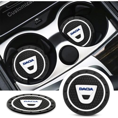2PCS Car Coaster Slot Non-Slip Pad Water Cup Holder Mat Accessories For Dacia Duster Logan MCV Sandero Stepway Dokker Lodgy