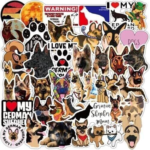 50pcs German Shepherd Graffiti Stickers Car Sticker Luggage Notebook Sticker Trolley Case Explosion Models Waterproof Sticker