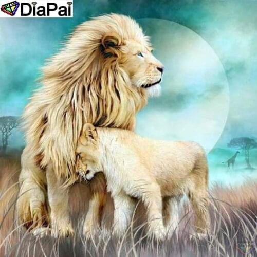 DiaPai 5D DIY Diamond Painting 100% Full Square/Round Drill "Animal lion" Diamond Embroidery Cross Stitch 3D Decor A23526