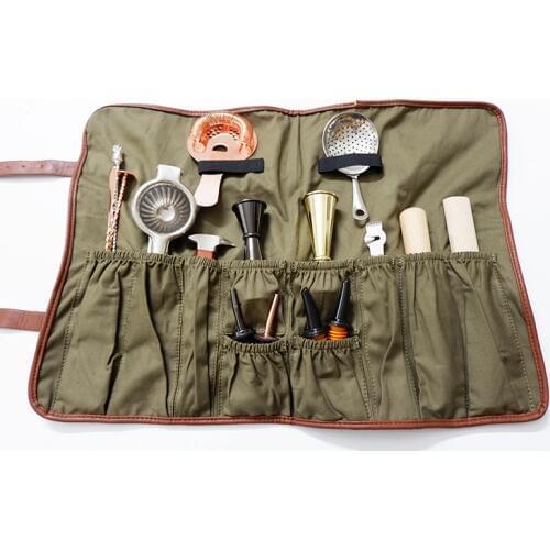 Free Shipping Bartenders Roll Up Kit Bag Barware Roll-Up Bartender mixologist Bag Bar Tool Bag