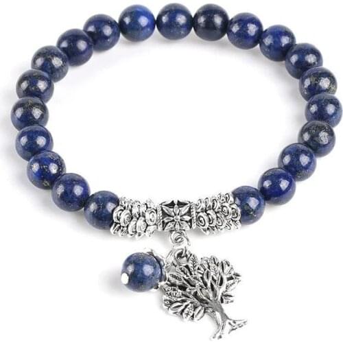 Chakra Natural Stone Lapis Lazuli Inspiration Bracelets Tree of Life Bracelet Mala Beads Reiki Healing Meditation Energy Bangles