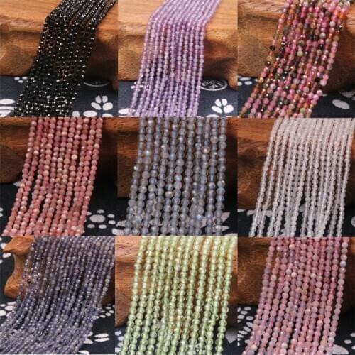 2mm 3mm Natural Stone Small Beads Black Spinel Crystal Loose Beads For Jewelry Making DIY Bracelet Necklace Length 39cm