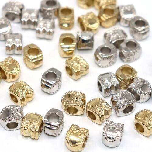 10*8mm 50/100pcs Animal Owl Bead for Jewelry Findings Plastic Spacer European Bead (not Metal) Needlework CCB Big Hole Beads