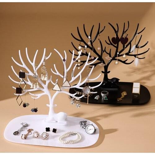 Black White Pink Rose Red Deer Earrings Necklace Ring Pendant Bracelet Jewelry Cases&Display Stand Tray Tree Storage jewelry