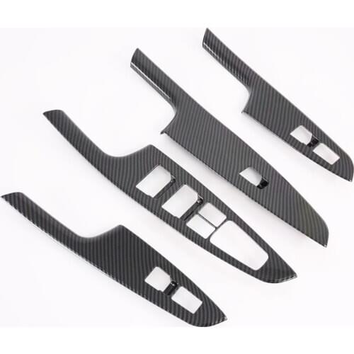 For Hyundai Tucson 2019 2015-2020 Carbon Fiber Interior Door Armrest Panel Window Lift Button Cover Trim Interior Accessories
