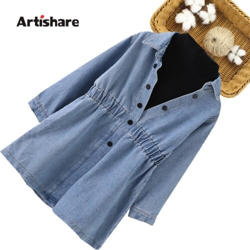 Girls Denim Dress Patchowrk Girls Party Dress Spring Autumn Children Dresses Casual Style Clothes For Girls 6 8 10 12 14