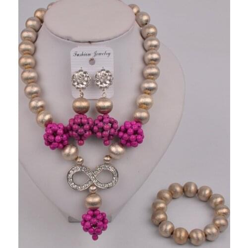 Purple African Beads Jewelry Set Bridal Wedding Party Jewelry Gifts Nigerian Jewelry Sets 44-TB-01