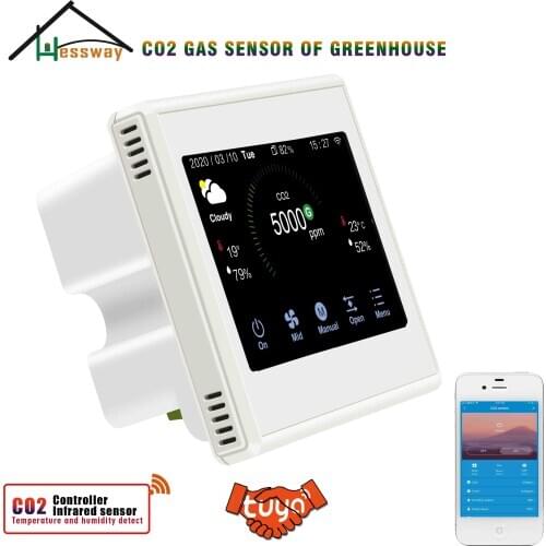 HESSWAY WIFI TUYA CO2 Gas Sensor Detector for Control Electromagnetic Valve&Fan Agricultural Greenhouses, Flower Cultivation