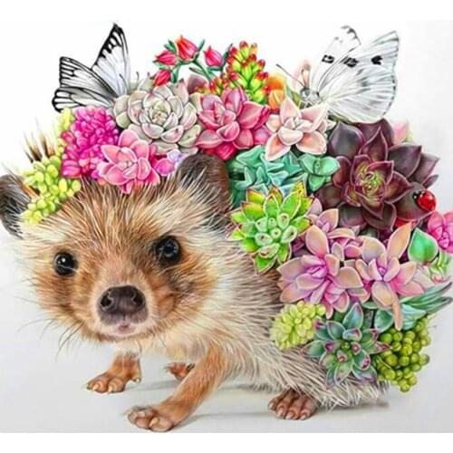 Painting By Number 50x65CM Flowers Little Hedgehog Animal DIY Wall Art Gift DIY Pictures By Numbers Canvas Kits Home Decoration