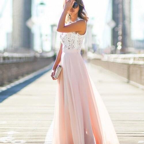 Lace Sleeveless Long Evening patchwork chiffon Women Dress Dusty Sukienka maxi Sexy Dresses Party Night Club summer Dress 2021