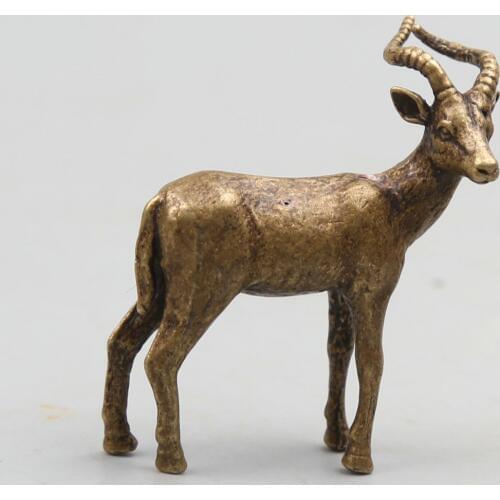 42MM/1.7"Collection Curio Rare China Fengshui Small Bronze Exquisite Animal 12 Zodiac Year Sheep Goat Antelope Pendant Statue26g