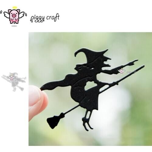 Piggy Craft metal cutting dies cut die mold Halloween broom witch Scrapbook paper craft knife mould blade punch stencils dies