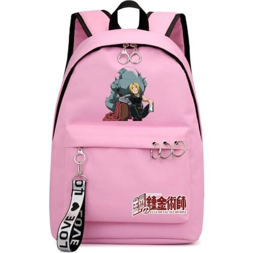 Rucksack Fullmetal Alchemist Boys Girls Schoolbag Fashion Packsack Zipper Backpack Shoulders Laptop Bag Teenger Student Bookbag