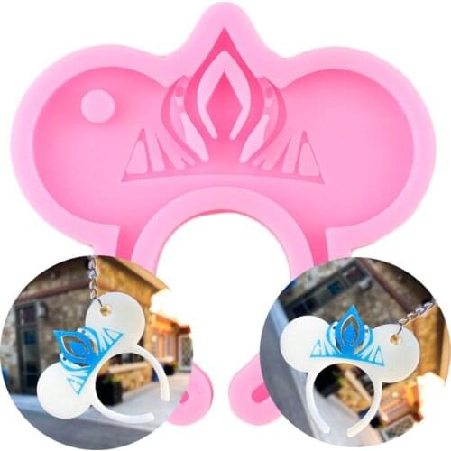 Mouse Head Headband Crown Keychain Silicone Mold Straw Topper Epoxy Resin Molds Craft Charms Necklace Jewelry Pendant Clay Mould