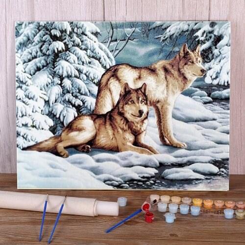 Wolf Animal Coloring By Numbers Painting Kit Oil Paints 40*50 Boards By Numbers Decorative Paintings For Adults Handiwork