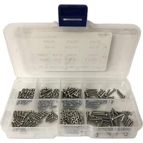 230 Pcs M2 M3 Screw Set 304 Stainless Steel Hex Socket Screws Stainless Steel Button Head Screw Bolts Nuts Accessories Kit