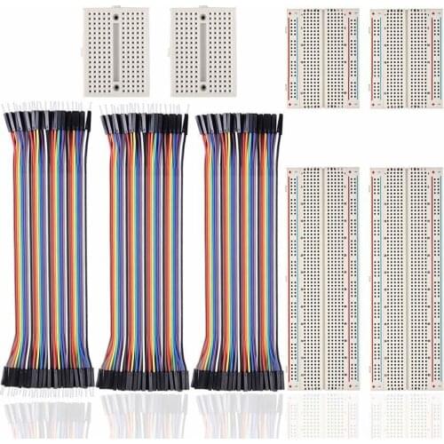 I2C IIC 6 Pieces Breadboards Kit with 120 Pieces 20cm Jumper Wires Male Female Male For Arduino Raspberry Pi