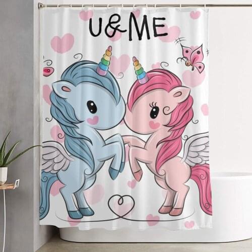 Unicorn 3D Print Nordic Style Shower Curtain Set Hook Home Decoration Bathroom Waterproof Customized Dropshipping Polyester