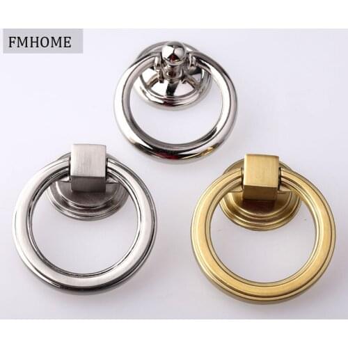 NEW Free Shipping simple Fashion Gold Chrome Handle Drawer Dresser Cupboard Shoe Closet Ring Pull Zinc Alloy Furniture door Knob