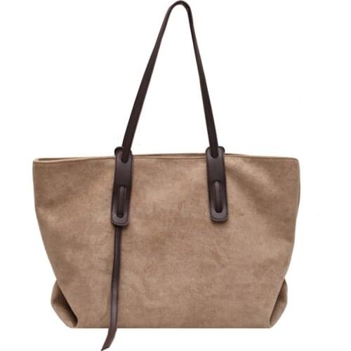 2021 New Autumn Winter Faux Suede Tote Bag Women Versatile Lage Capacity Handbag Ladies Luxury Shopping Bags Simple Design
