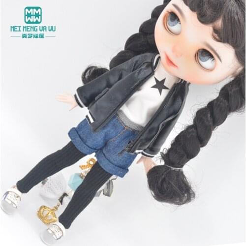 New mini Toys Doll clothes Fashion jackets, denim shorts, sneakers for Blyth Azone OB23 OB24 doll accessories