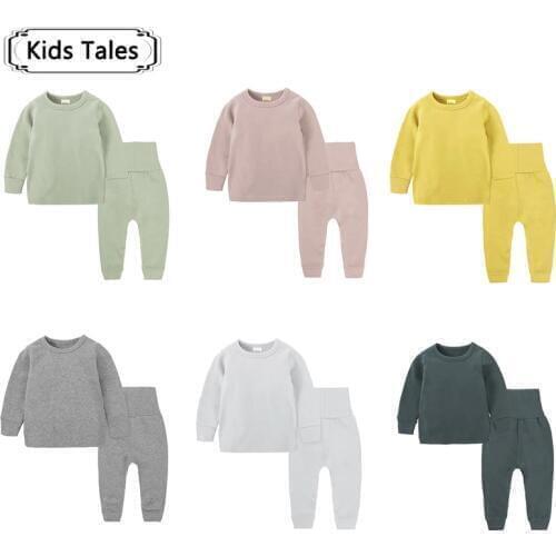 Pijamas Customized cotton pijamas BIG size clothes set pure color pijamas Adult 2PCS pajamas set overalls for children Autumn