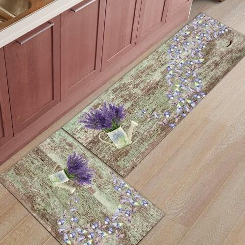 Watering Can Purple Flower Butterfly Kitchen Rug Bedroom Entrance Doormat Home Floor Decor Carpet Bathroom Anti-Slip Rug