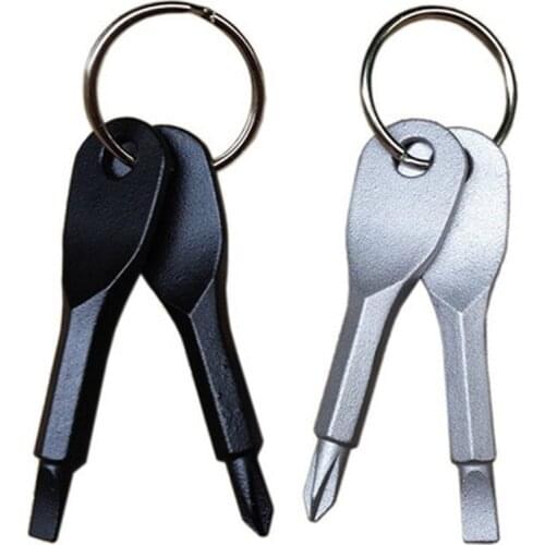 Mini Portable Screwdriver Phillips Slotted Screwdriver with Key Ring Keyring Hike Outdoor Multi Pocket Repair Tool Gadget Camp