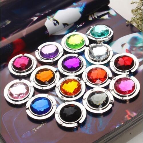 Wedding Party Gift Portable Folding Rhinestone Metal Crystal Alloy Purse Handbag Bag Hanger Hook Holder LX3159