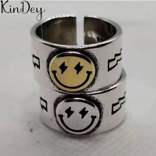 Romantic Charming Open Smile Face Ring for Women Vintage Boho Party Rings Gothic Punk Jewelry Gifts for Girls 2021