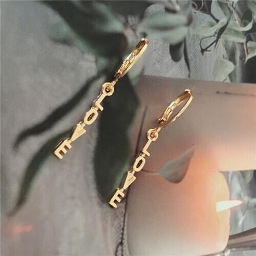 Lovely Gold Color Plating Love Letter Charm Earrings For Women Gilry Cute Mini Elegant Party Daily Gift Jewelry Accessory