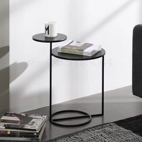 Nordic Modern Minimalist Living Room Small Coffee Table Ins Iron Small Round Table Sofa Corner Corner Balcony Small Table