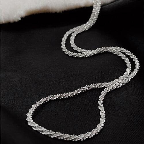 Trend French romantic style glitter Clavicle Chain personality Bohemian Silver Color Necklaces Prom Accessories Girl Link Chain