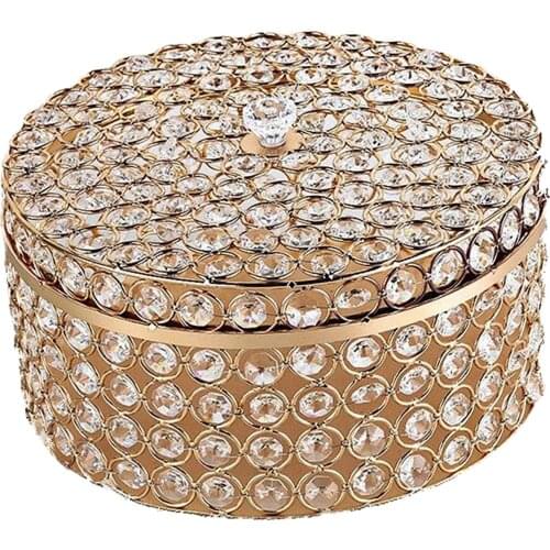 Vintage Antique Round Shape Crystal Jewelry Box Ring Small Trinket Storage Organizer Chest Case Container for Women Ladies Gifts