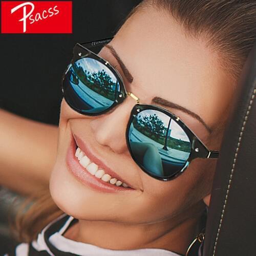 Psacss Vintage Round PUNK Sunglasses Women Men Brand Designer Retro Sun Glasses Womens Fashion Mirror Lunette De Soleil Femme