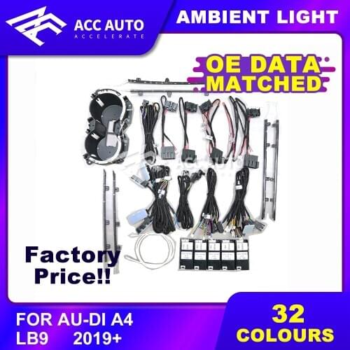 Ambient Light Car Interior Inner Door Bowl Handle Armrest Light Atmosphere Lamp For Auddi A4 LB9 year 2019+ 32colors