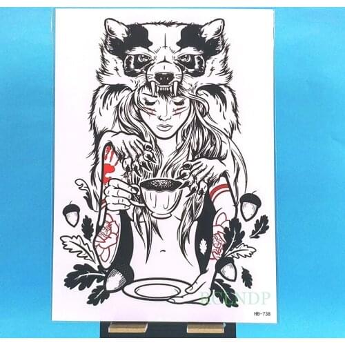Waterproof Temporary Tattoo Sticker wolf girl tatto stickers flash tatoo fake tattoos for women