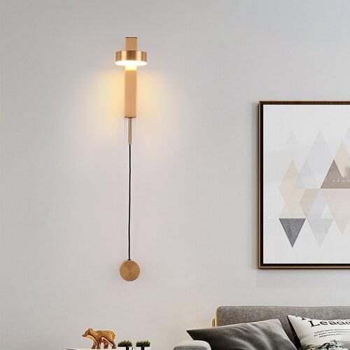 Gold Indoor Led Wall Lamps Dimmable Rotation Switch LED Wall Light Nordic Modern Stair Wall Sconce Living Room Bedside Lamp