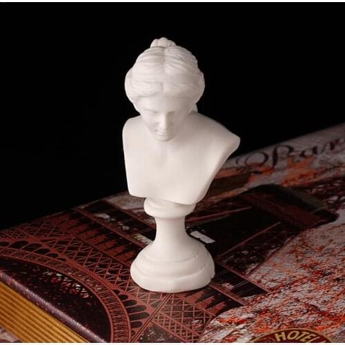 1pcs Mini Bust Sculpture Statue White Resin Venus David Dollhouse Furniture Miniature Pretend Play M6Q6